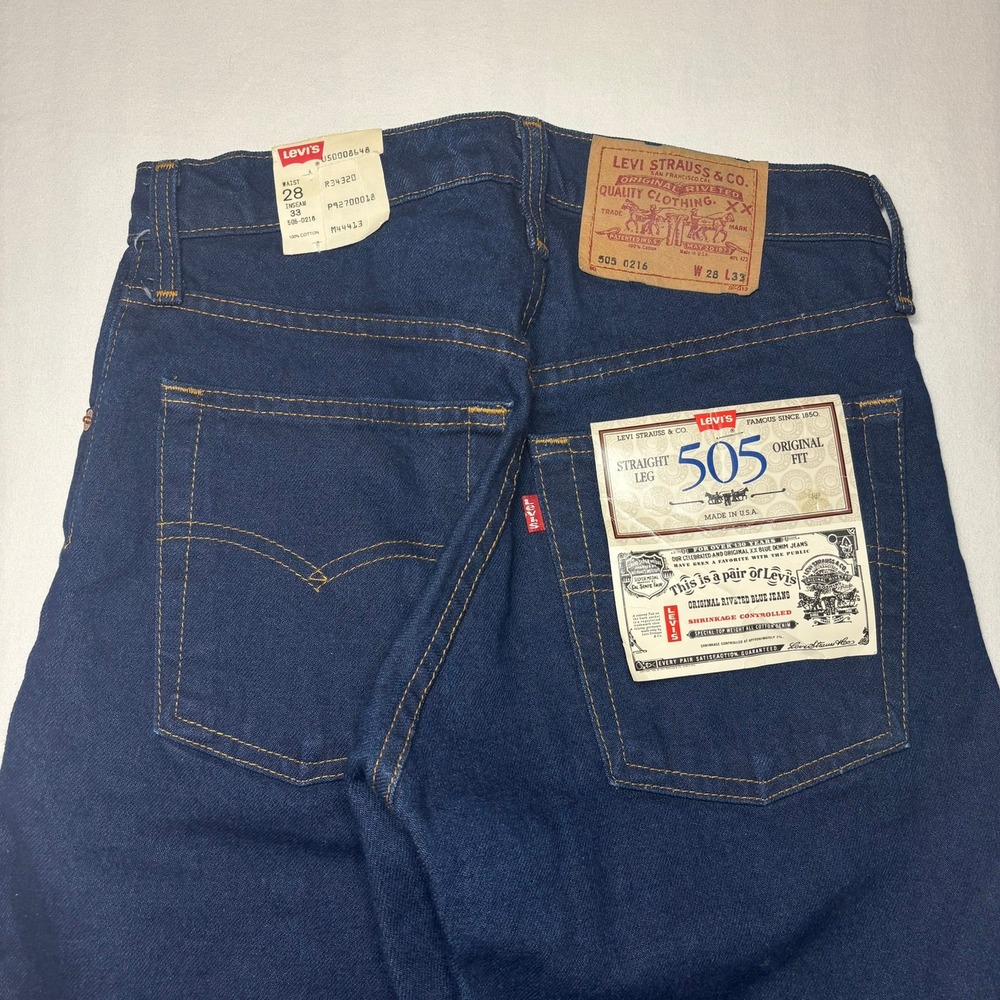 Vintage Levi's 505 Jeans Men 28x33 Dark Wash Original Straight USA 80s Deadstock